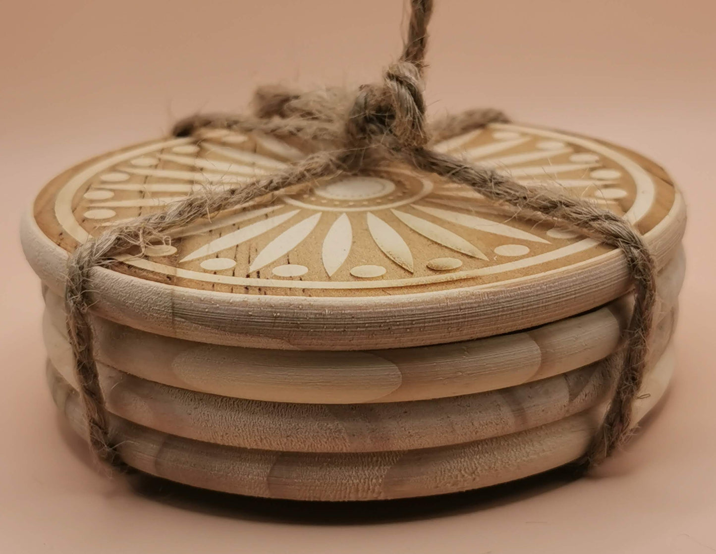Set of four Light wooden coaster 9margarita - Laser Studio