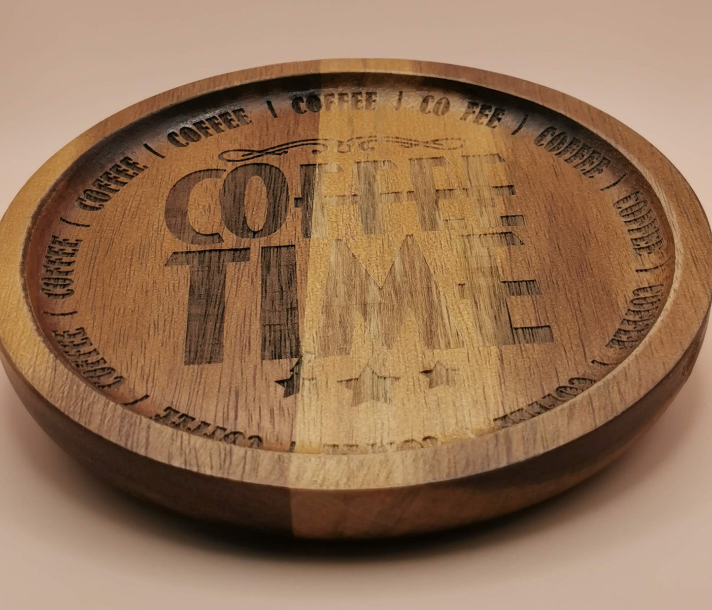 Set of Four Hard Wood Wooden Round Coaster plate - Laser Studio
