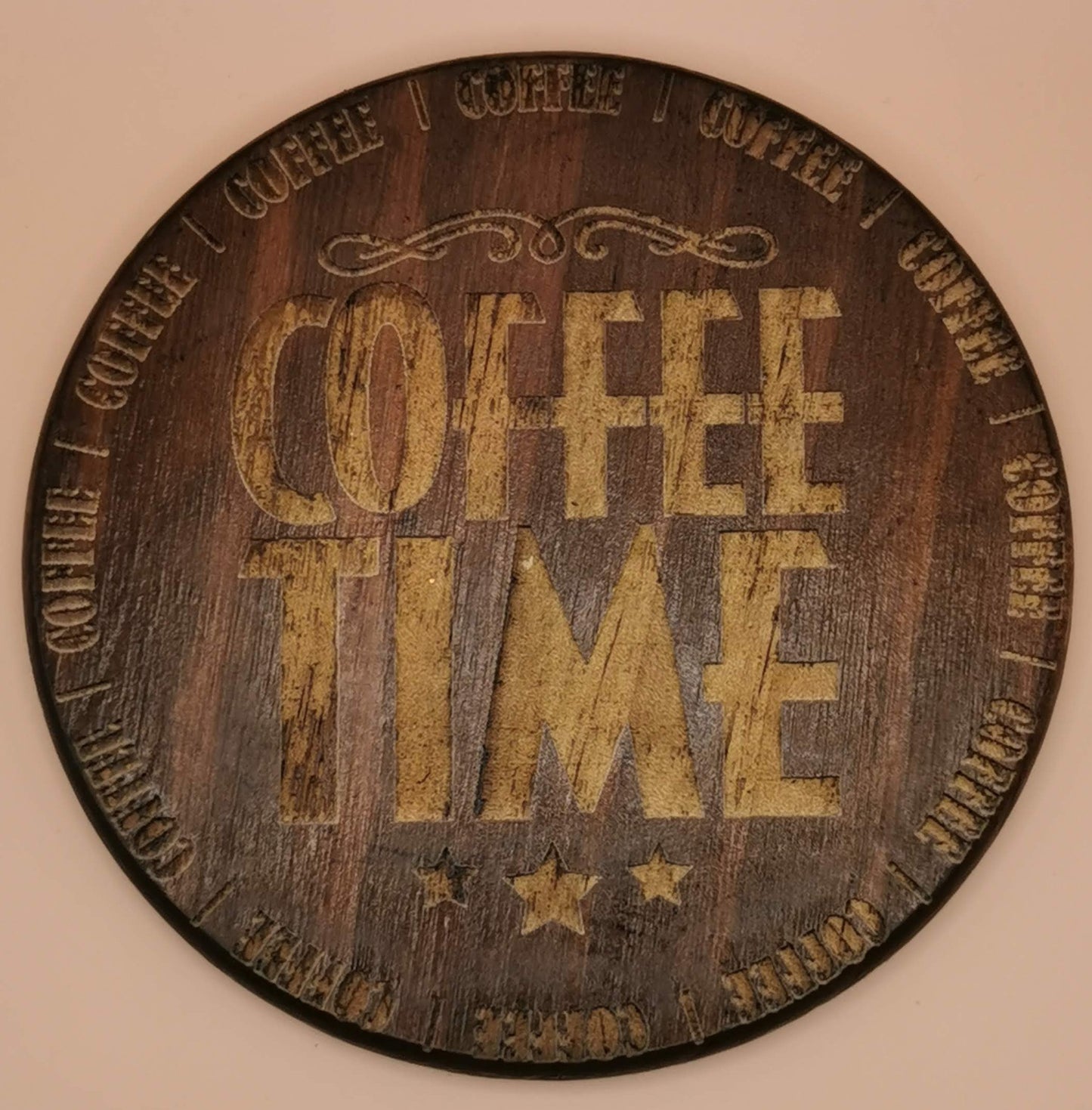 Set of four Dark wooden coaster Coffee Time - Laser Studio