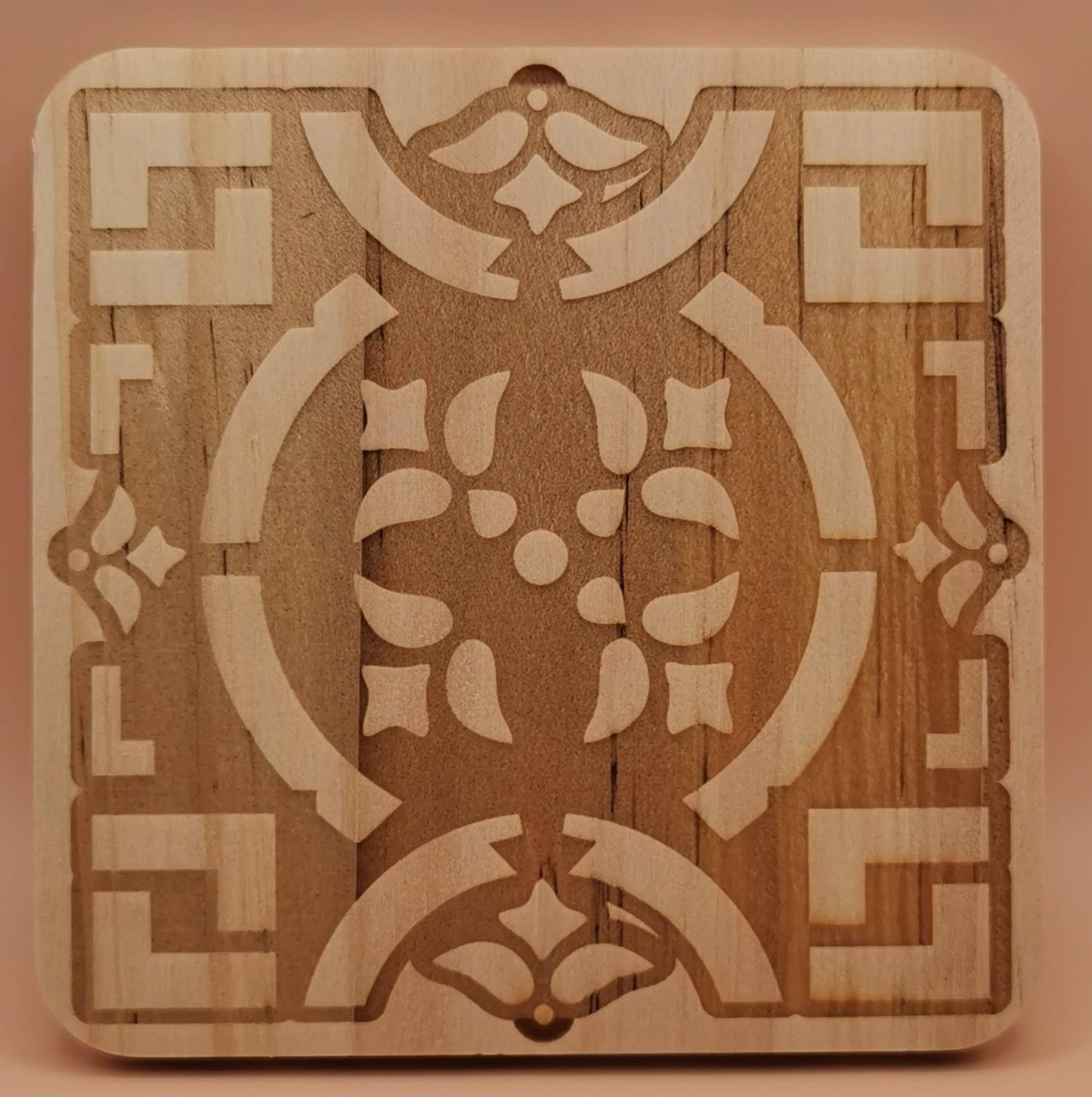 Set of four Light wooden coaster Square puzzle - Laser Studio