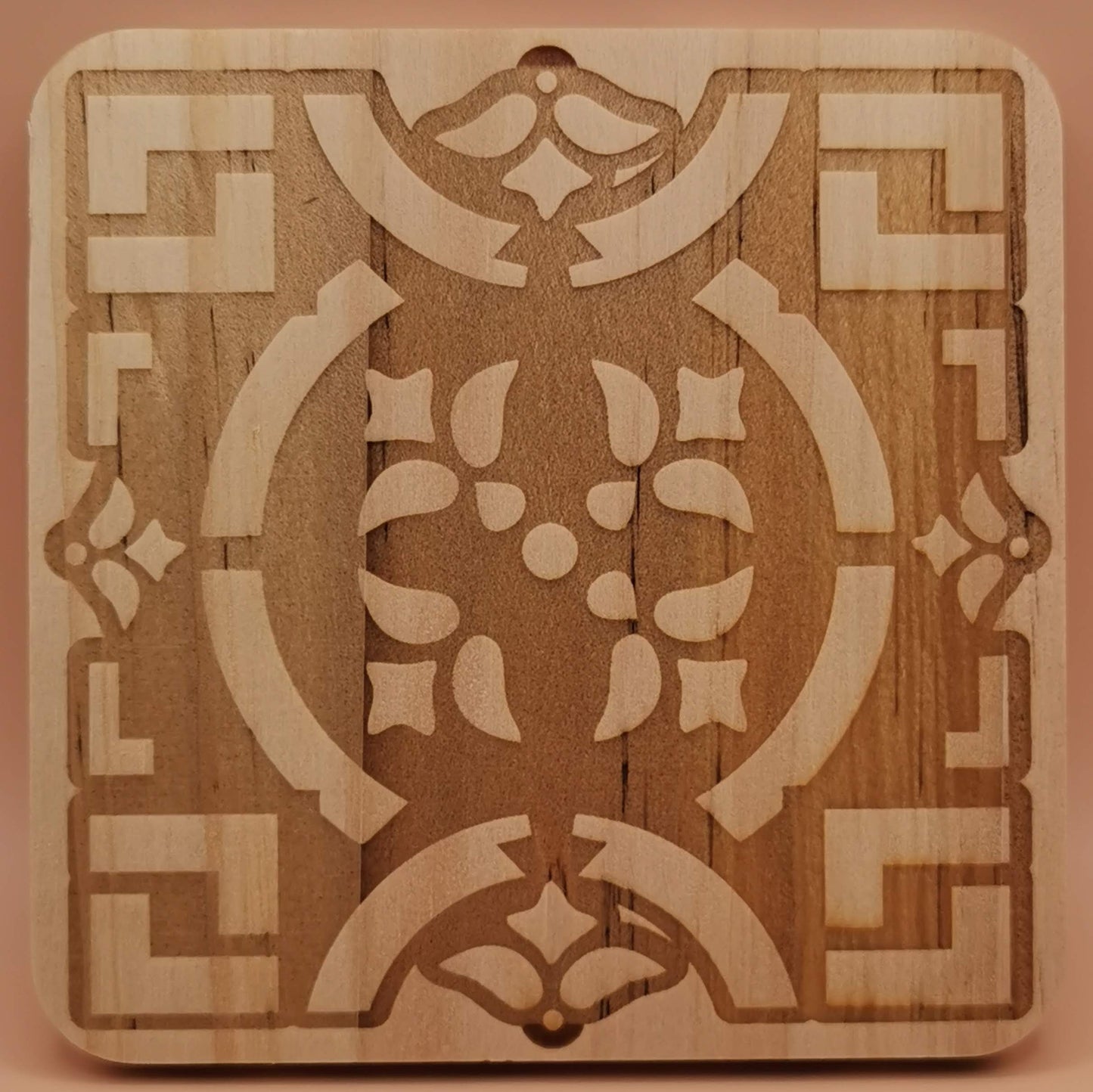 Set of four Light wooden coaster Square puzzle - Laser Studio