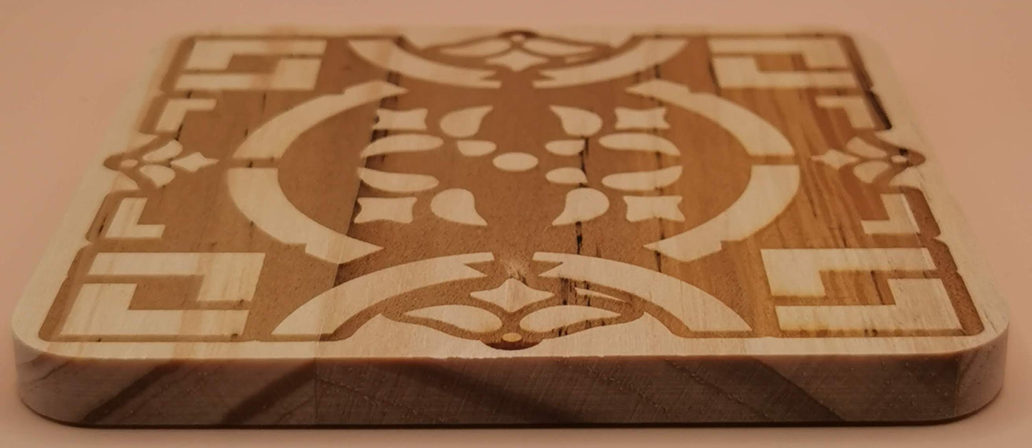 Set of four Light wooden coaster Square puzzle - Laser Studio