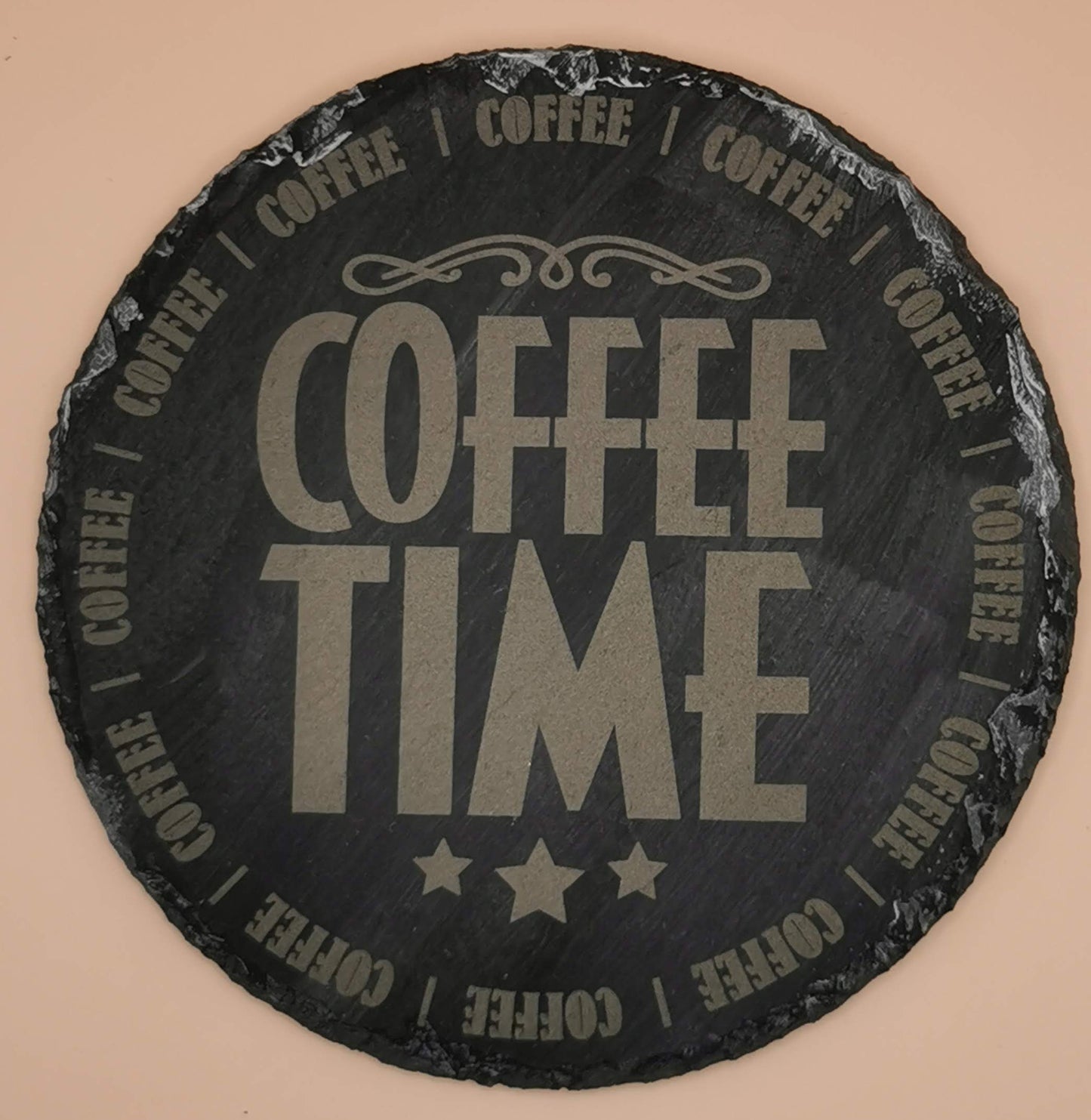 Set of four Round slate coaster - Laser Studio