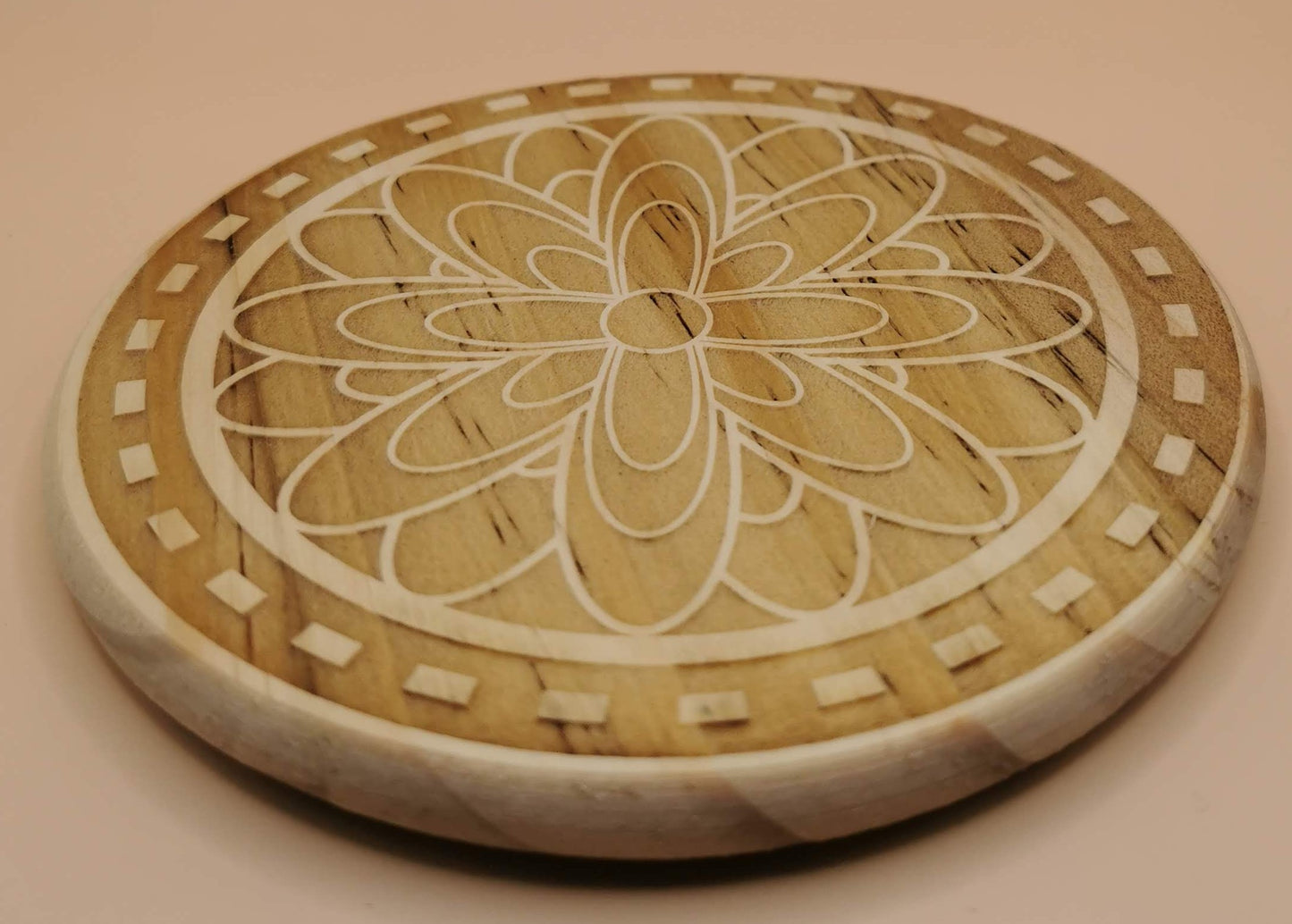 Flower Light Wooden Round Coaster
