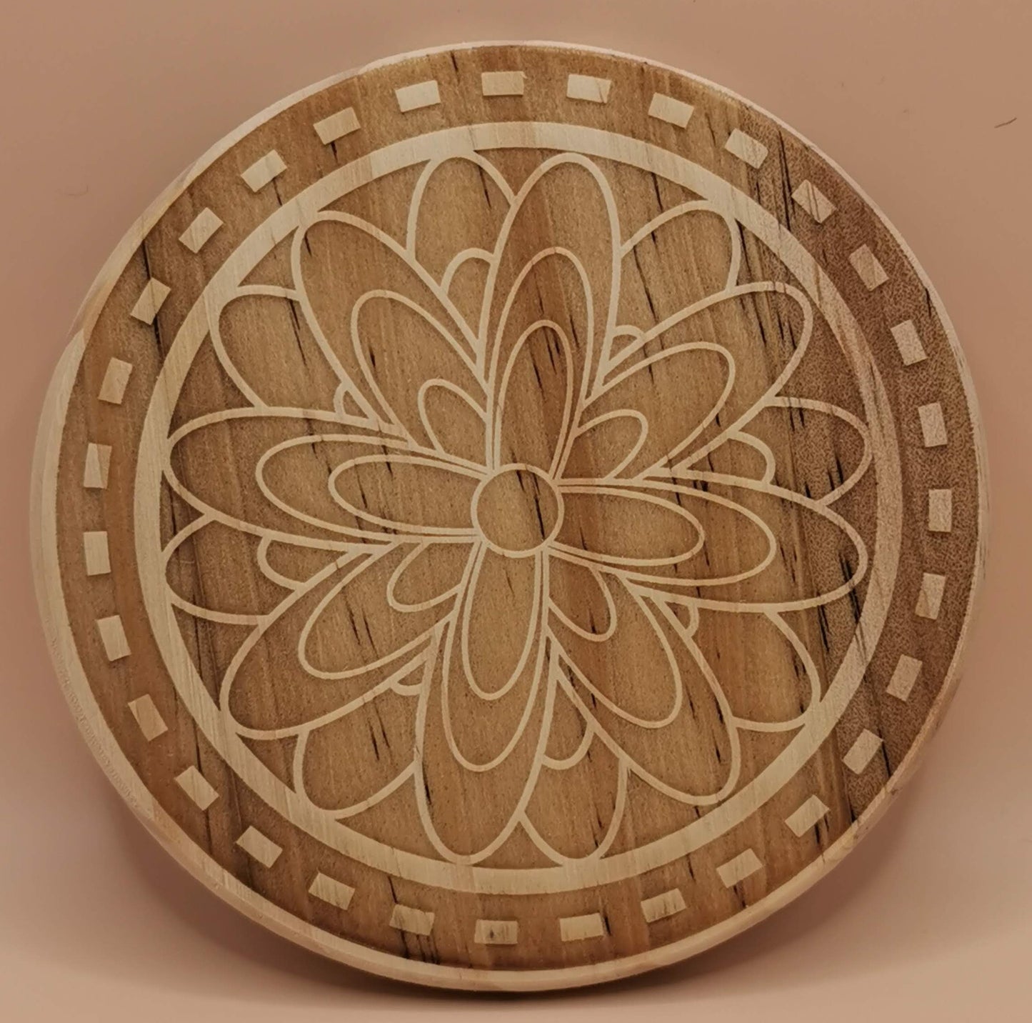 Flower Light Wooden Round Coaster