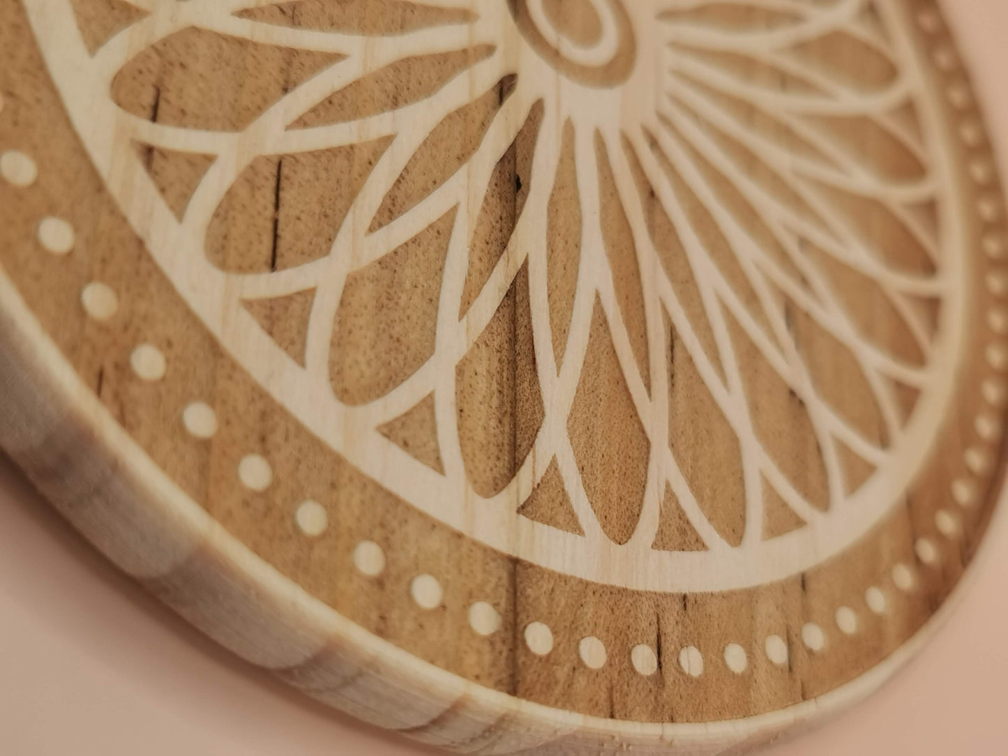 Rosette small Light Wooden Round Coaster