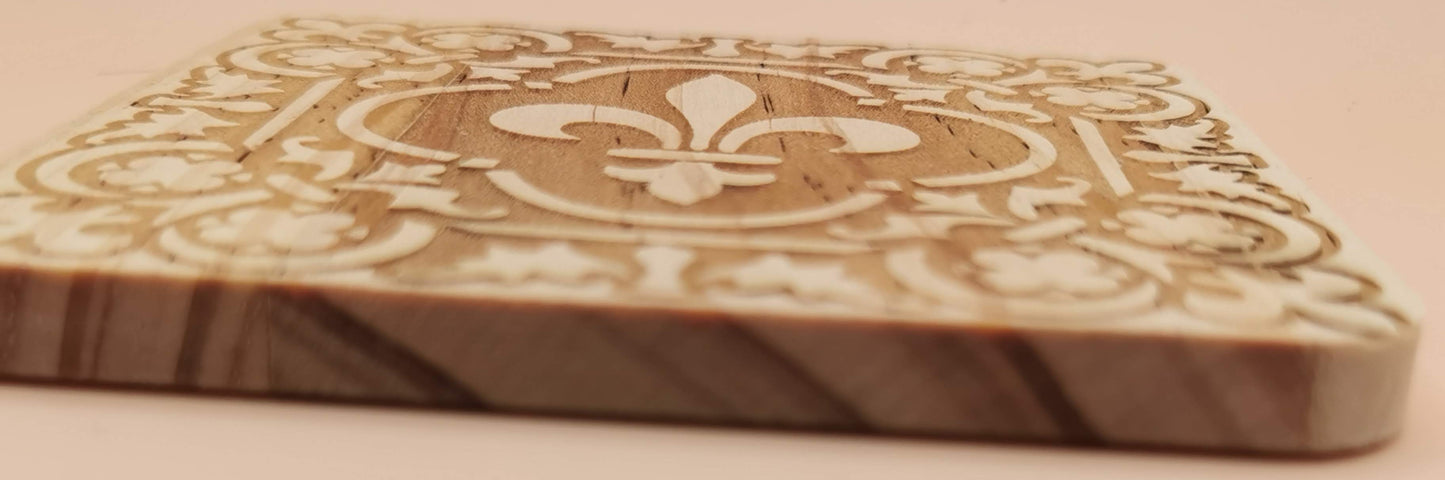Set of four Light wooden coaster Square Royal - Laser Studio