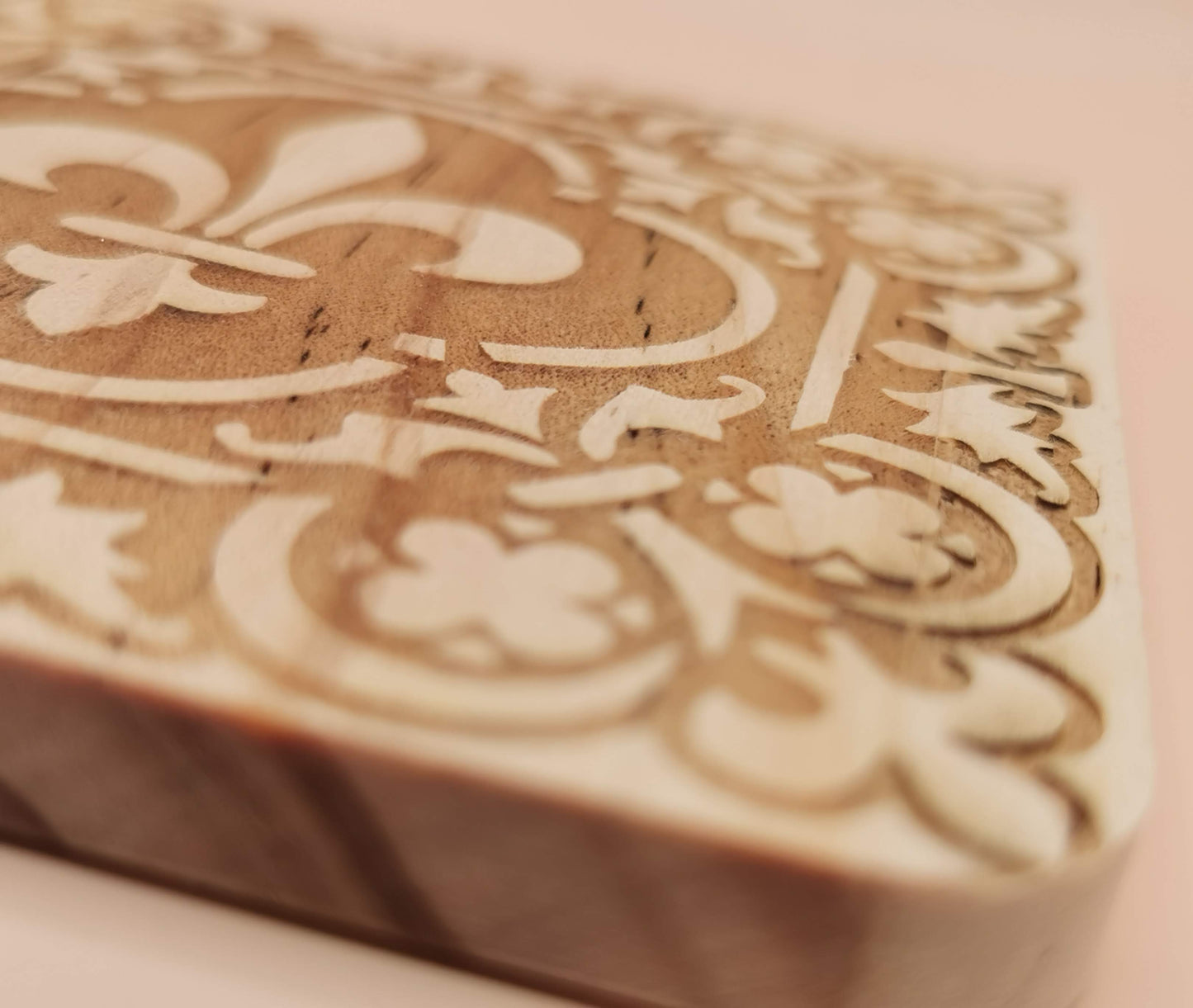 Set of four Light wooden coaster Square Royal - Laser Studio