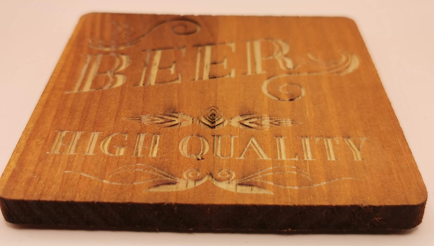 Set of four Dark wooden coaster Square Beer - Laser Studio