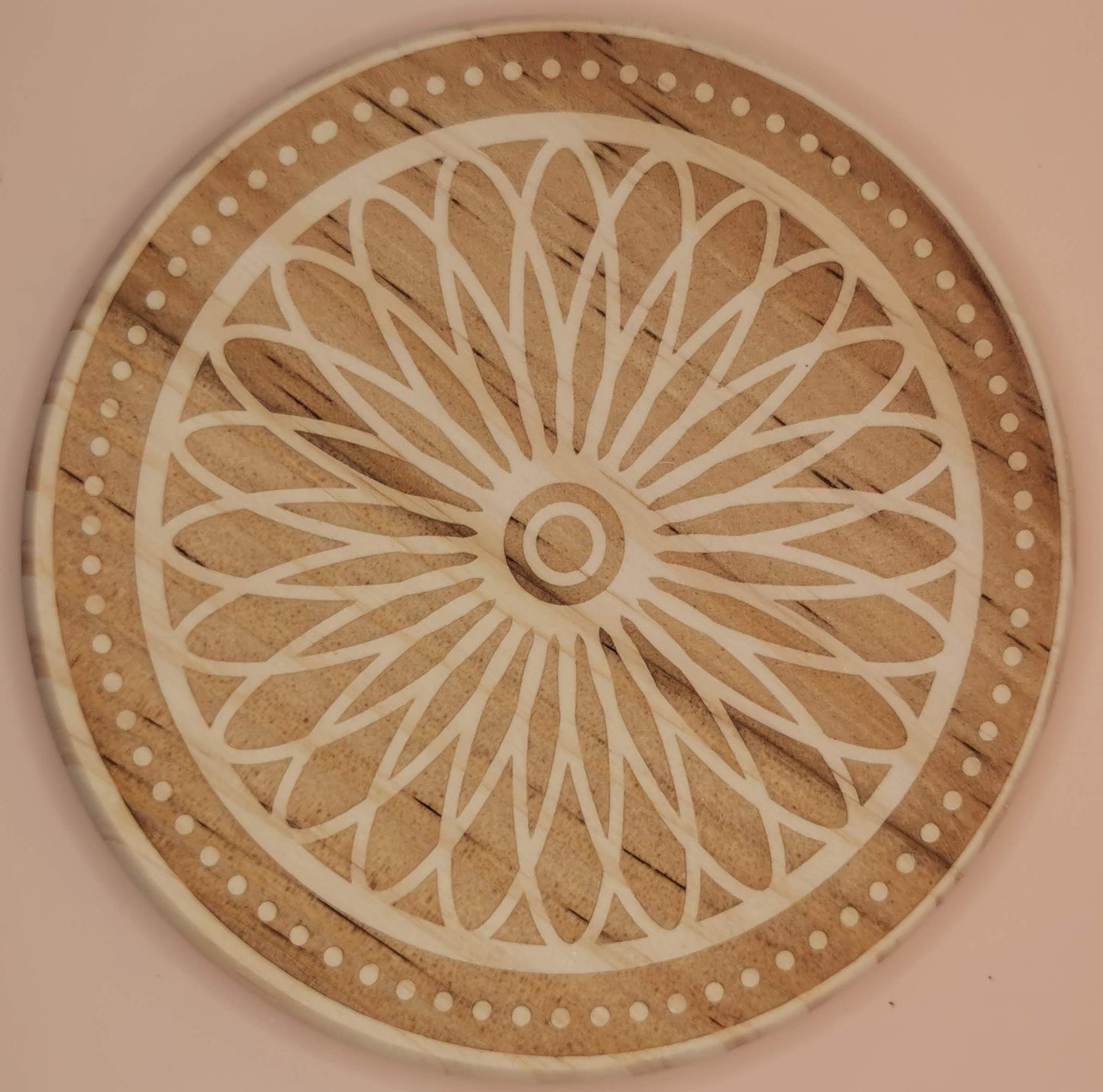 Rosette small Light Wooden Round Coaster