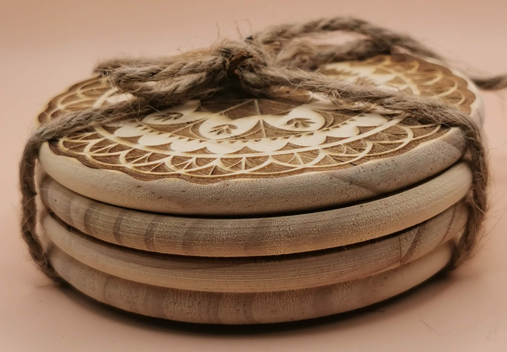 Set of four Light wooden coaster - Laser Studio