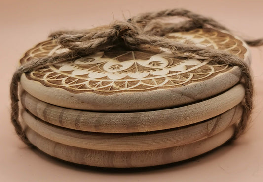 Set of four Light wooden coaster - Laser Studio