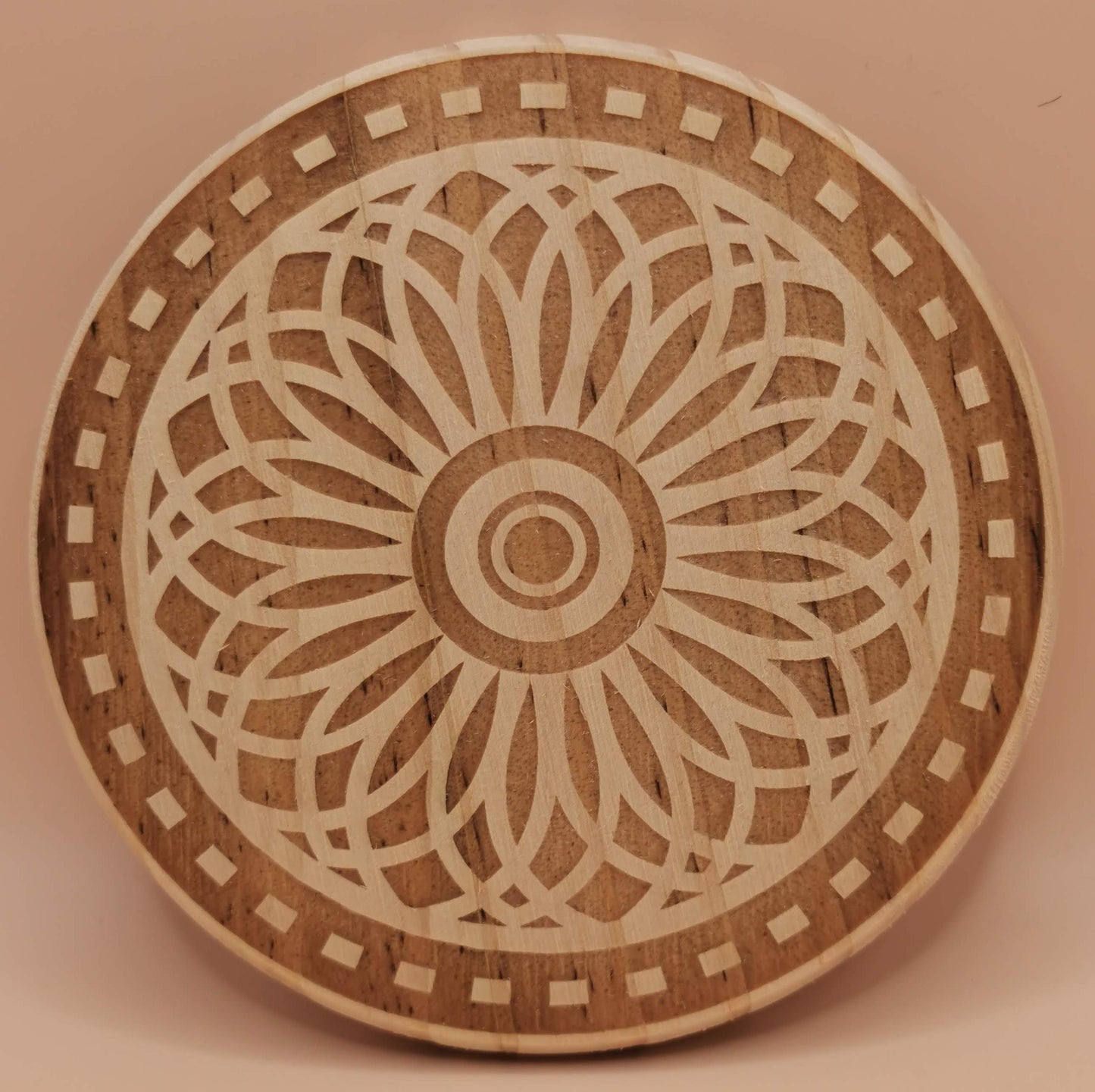 Set of four light wooden coaster 2 vortex - Laser Studio