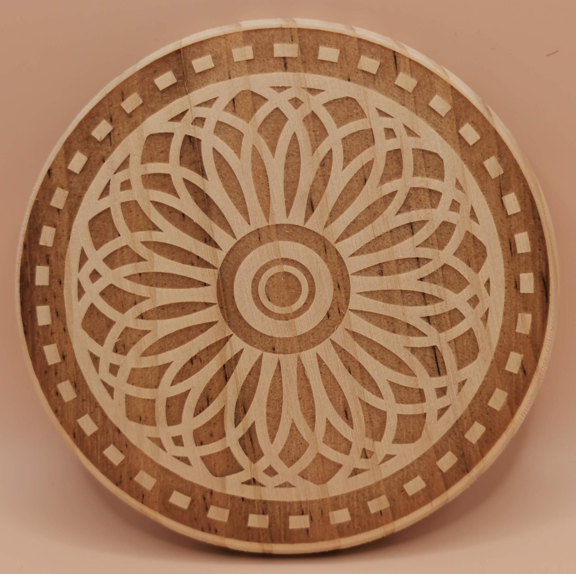 Set of four light wooden coaster 2 vortex - Laser Studio