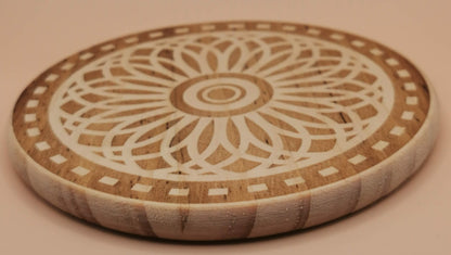 Set of four light wooden coaster 2 vortex - Laser Studio