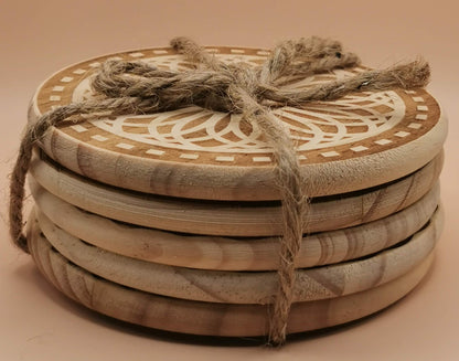 Set of four light wooden coaster 2 vortex - Laser Studio