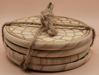 Set of Four Light Wooden coaster 3vitrage - Laser Studio