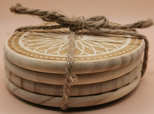 Set of four Light wooden coaster 6Flower - Laser Studio