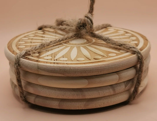 Set of four Light wooden coaster 9margarita - Laser Studio