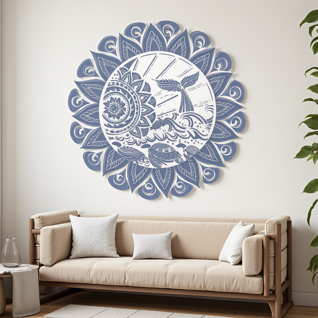 Stencil Mandala Template 716 Sea turtle - Laser Studio