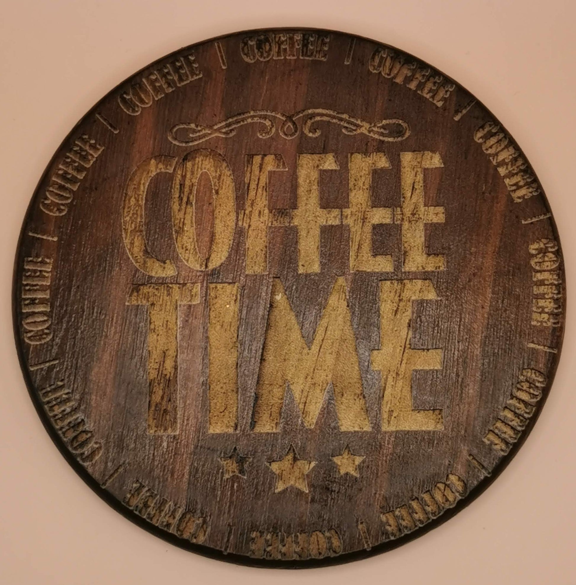 Set of four Dark  wooden coaster Coffee Time - Laser Studio