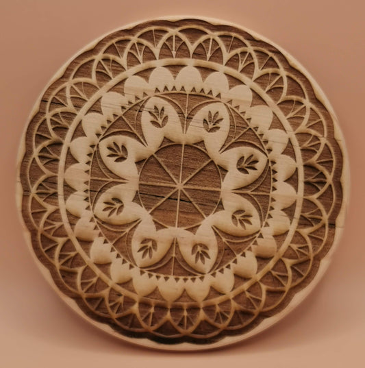 Light Wooden Round Coaster - Laser Studio