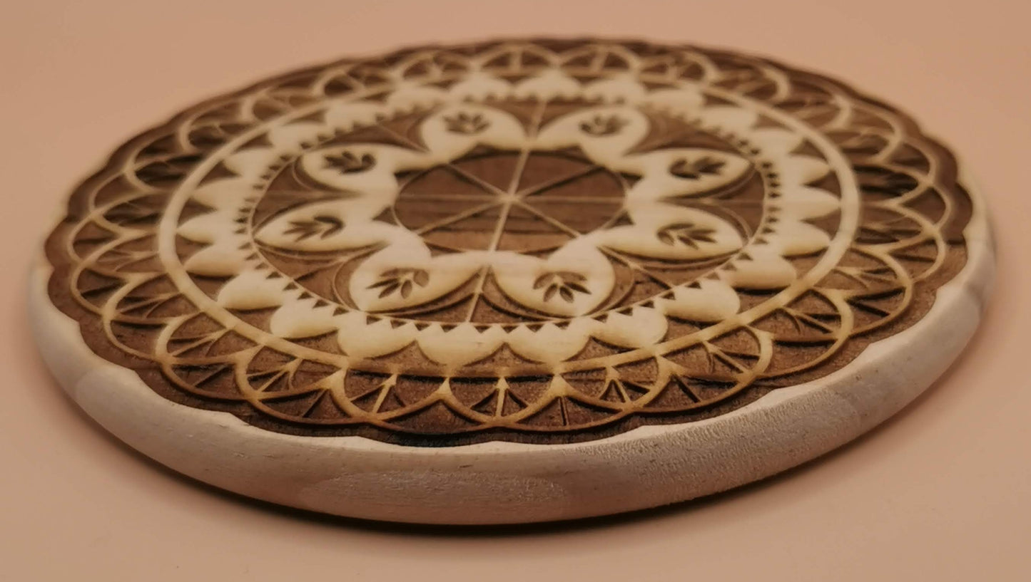 Light Wooden Round Coaster - Laser Studio