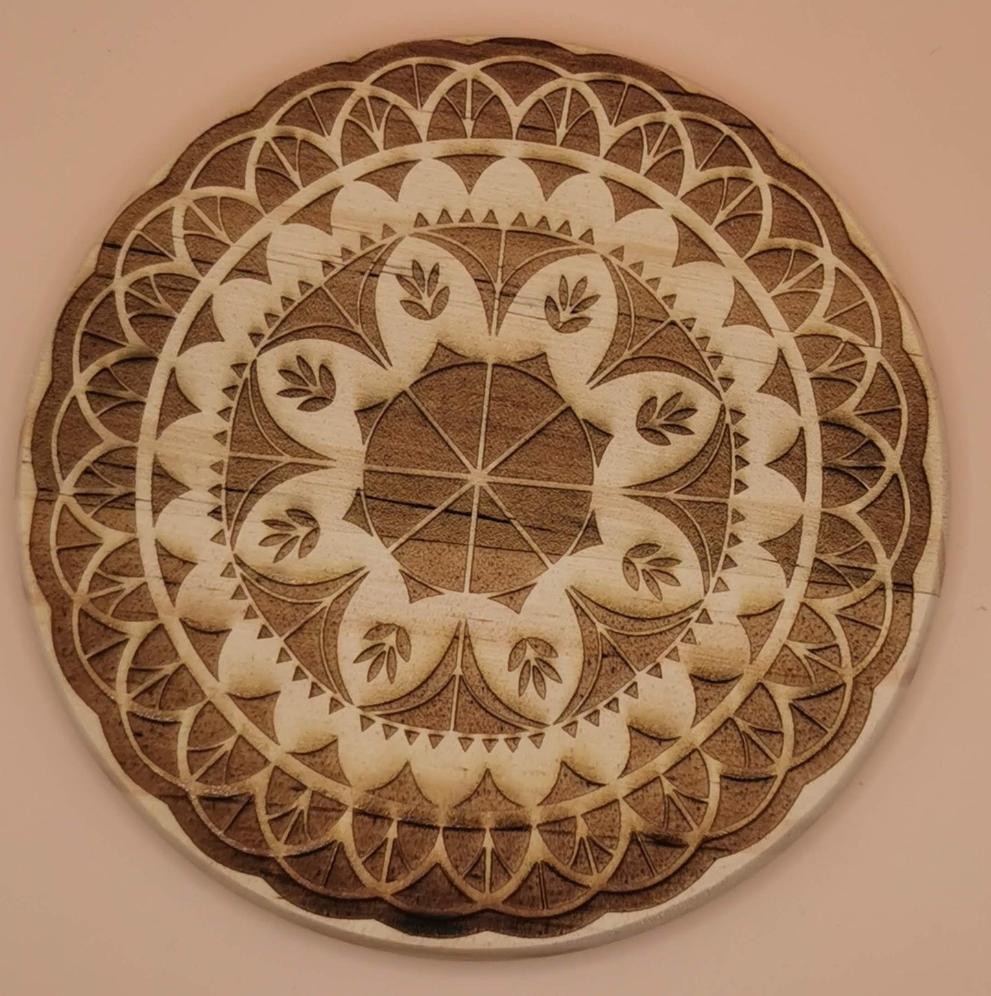 Light Wooden Round Coaster - Laser Studio