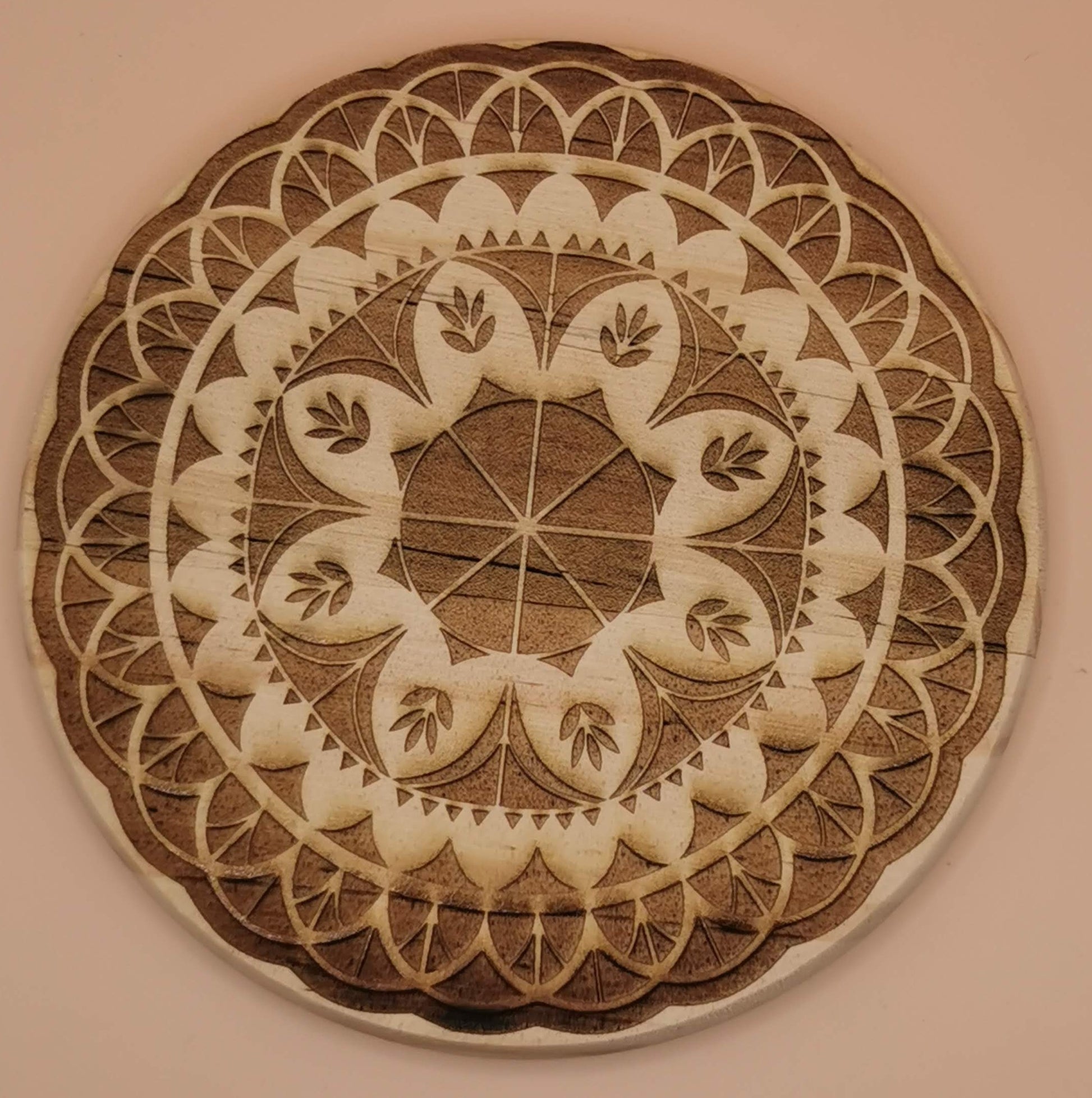 Light Wooden Round Coaster - Laser Studio