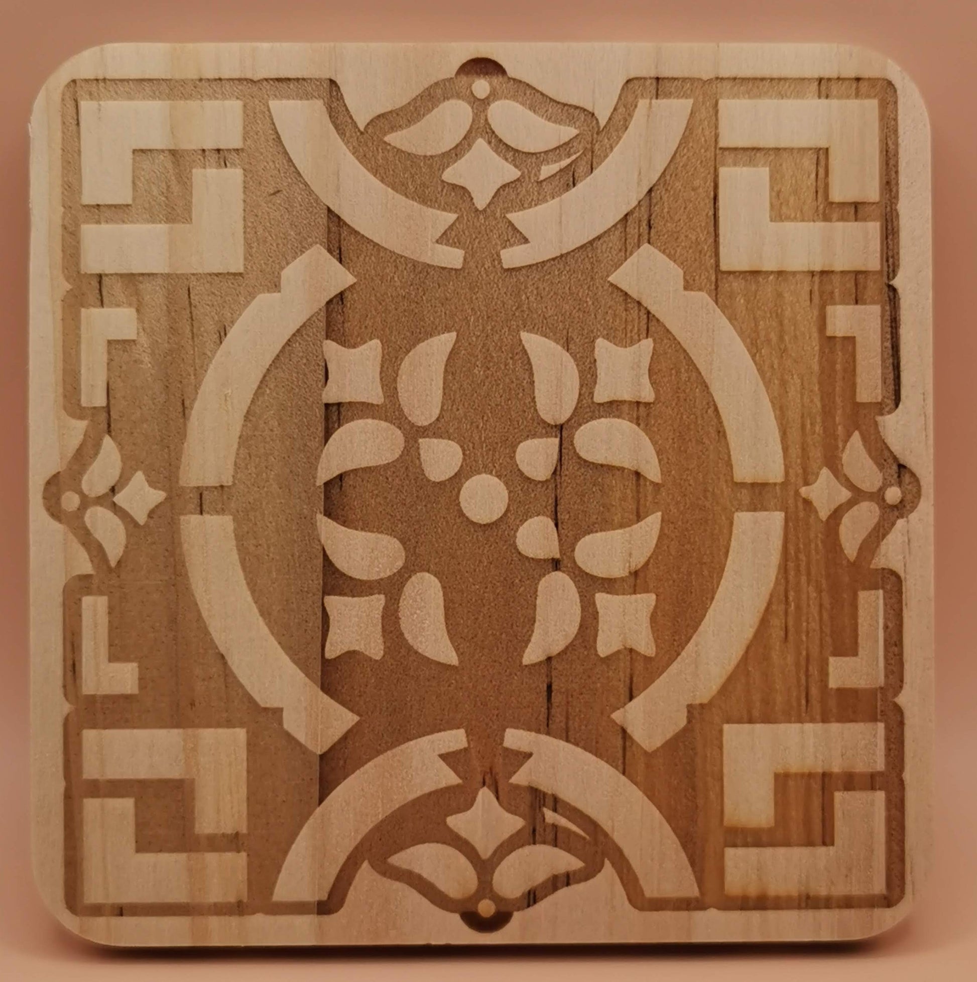 Set of four Light wooden coaster Square puzzle - Laser Studio