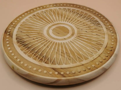 Set of Four  light wooden coasters Sun - Laser Studio