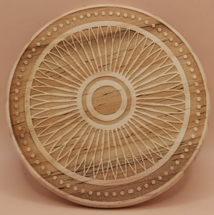 Set of Four  light wooden coasters Sun - Laser Studio