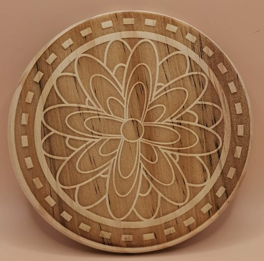 Set of four Light wooden coaster  7FlowerSun - Laser Studio