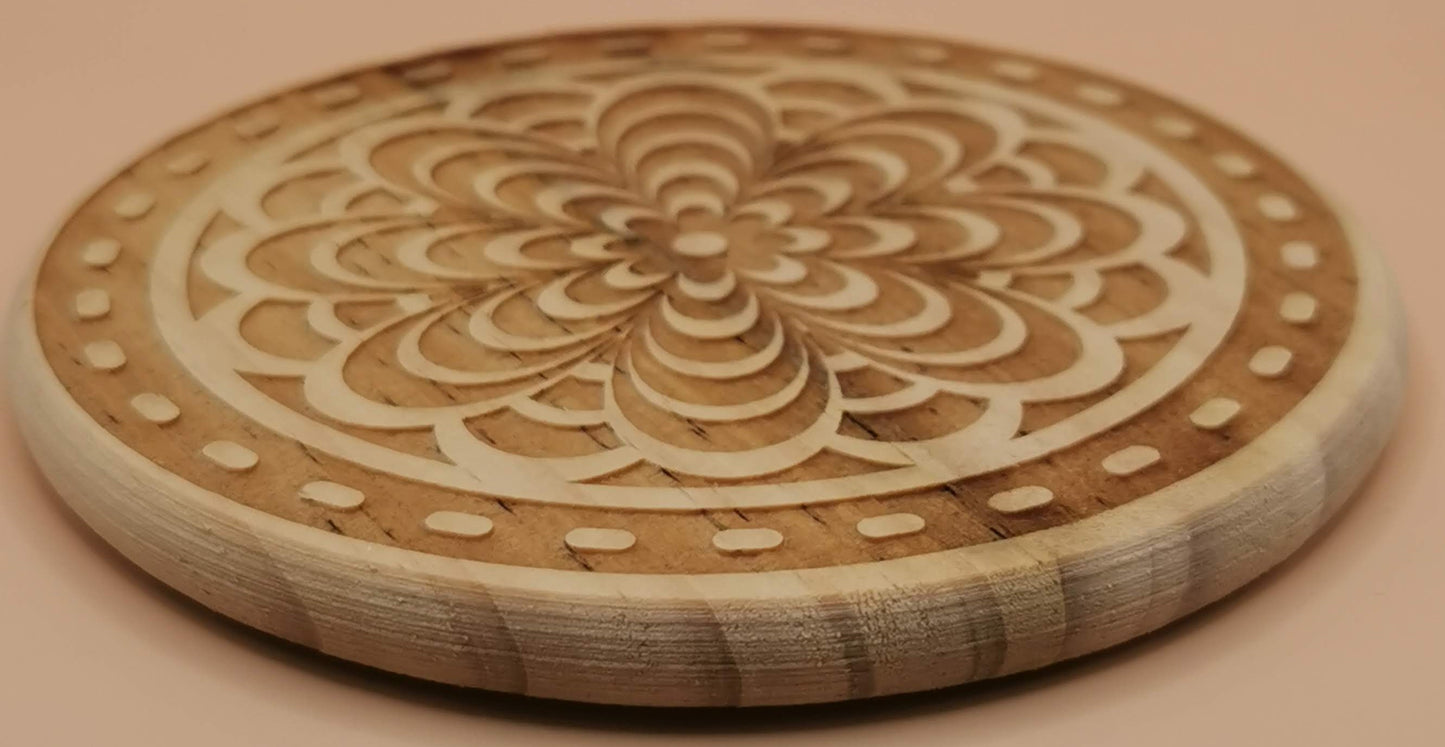 Set of four Light wooden coaster  8flower in flower - Laser Studio
