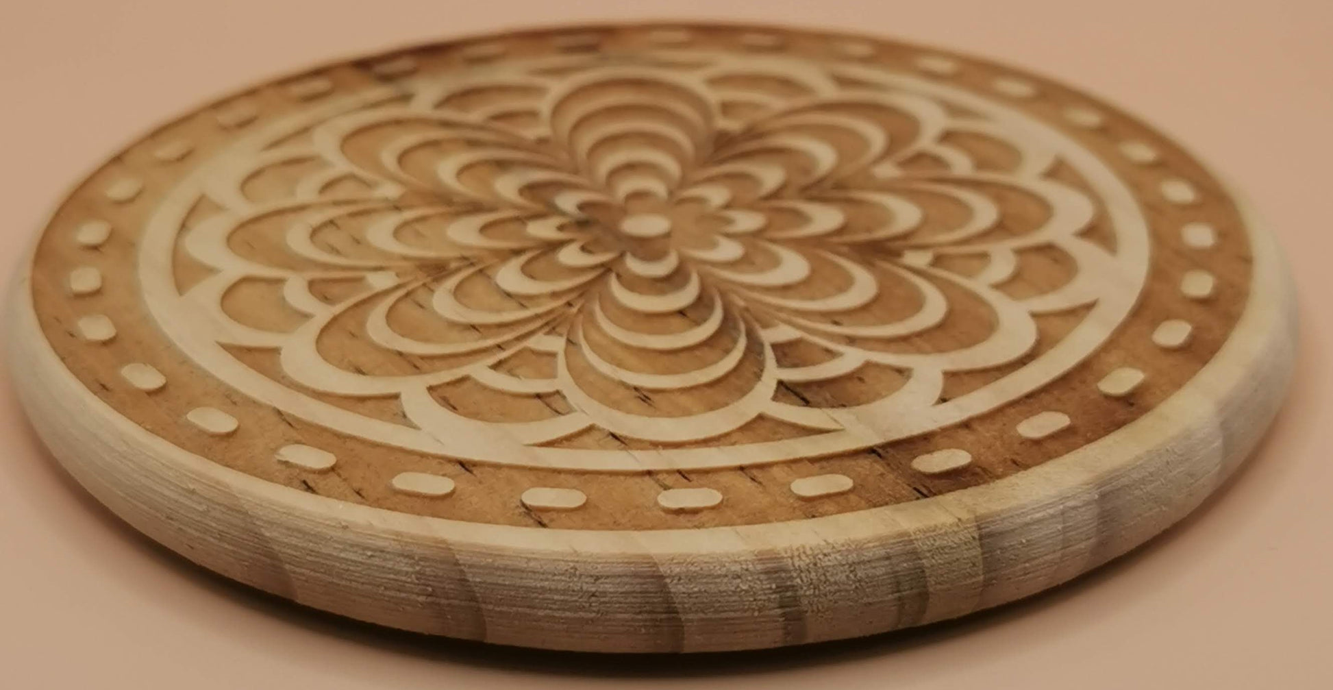 Set of four Light wooden coaster  8flower in flower - Laser Studio