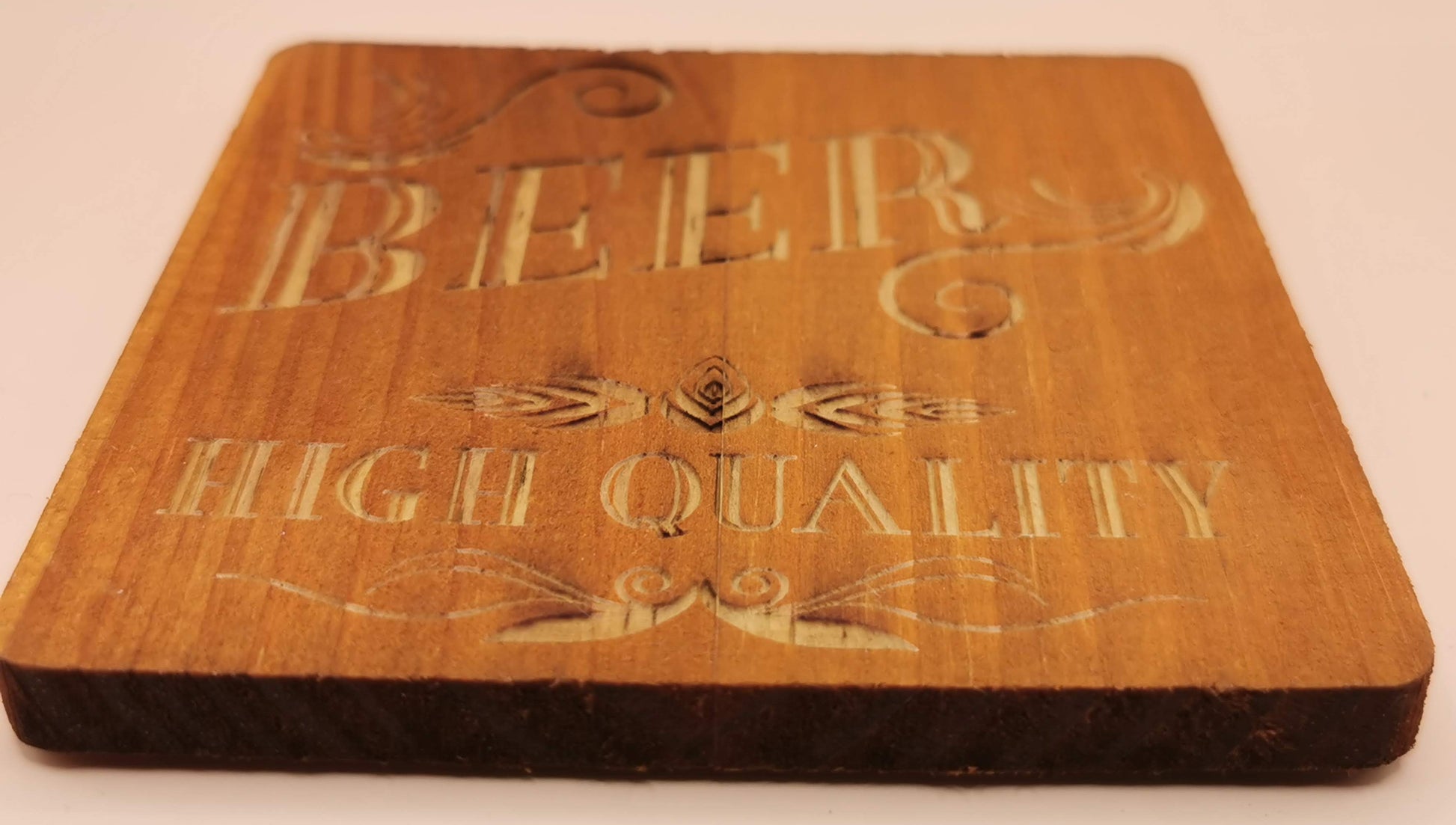 Set of four Dark wooden coaster Square Beer - Laser Studio