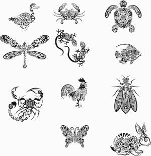 Ornated animals Vector graphic files patterns - Laser Studio